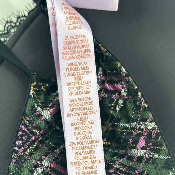 Savage X Fenty Lace Black & Metallic Bras With Green-Gold Bee - Picture 5 of 6